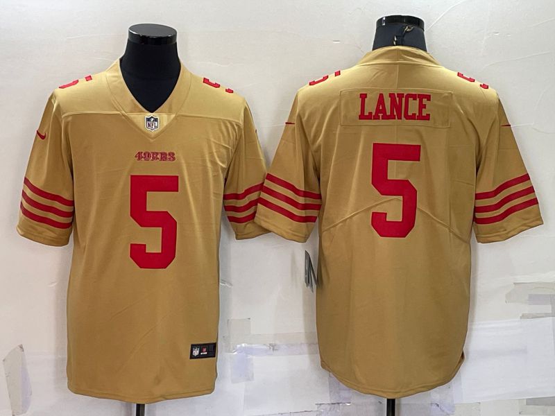 Men San Francisco 49ers 5 Lance Yellow New 2022 Nike Limited Vapor Untouchable NFL Jersey